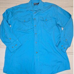 Vintage Panhandle Slim Western Cowboy Pearl Snap Teal Shirt Mens L